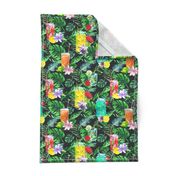 tropical watercolor summer fruity drink dark grey black