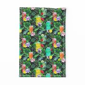 tropical watercolor summer fruity drink dark grey black