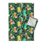 tropical watercolor summer fruity drink dark grey black