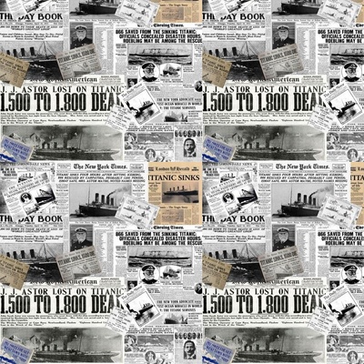 Newspaper Collage Fabric, Wallpaper and Home Decor