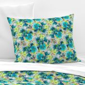 dreamy watercolor hellebore flowers turquoise lime