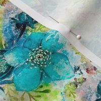 dreamy watercolor hellebore flowers turquoise lime