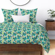 dreamy watercolor hellebore flowers turquoise lime