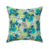 dreamy watercolor hellebore flowers turquoise lime