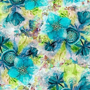 dreamy watercolor hellebore flowers turquoise lime