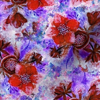 dreamy watercolor hellebore flowers red violet burgundy