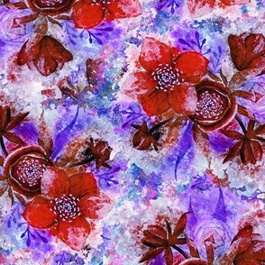 dreamy watercolor hellebore flowers red violet burgundy