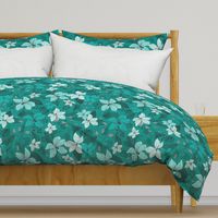Avery - Floral Teal Monochrome 