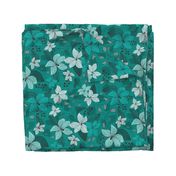 Avery - Floral Teal Monochrome 