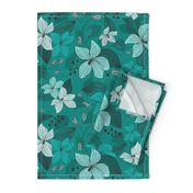 Avery - Floral Teal Monochrome 