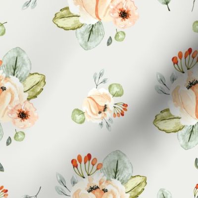 Orchard Park Watercolor Florals Soft Gray