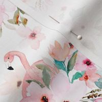 8" Summer Floral Flamingos