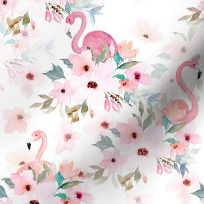 8" Summer Floral Flamingos