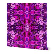 BN7 - LG -  Abstract Marbled Mystery Tapestry in - Pink - Purple - Maroon - Brown 