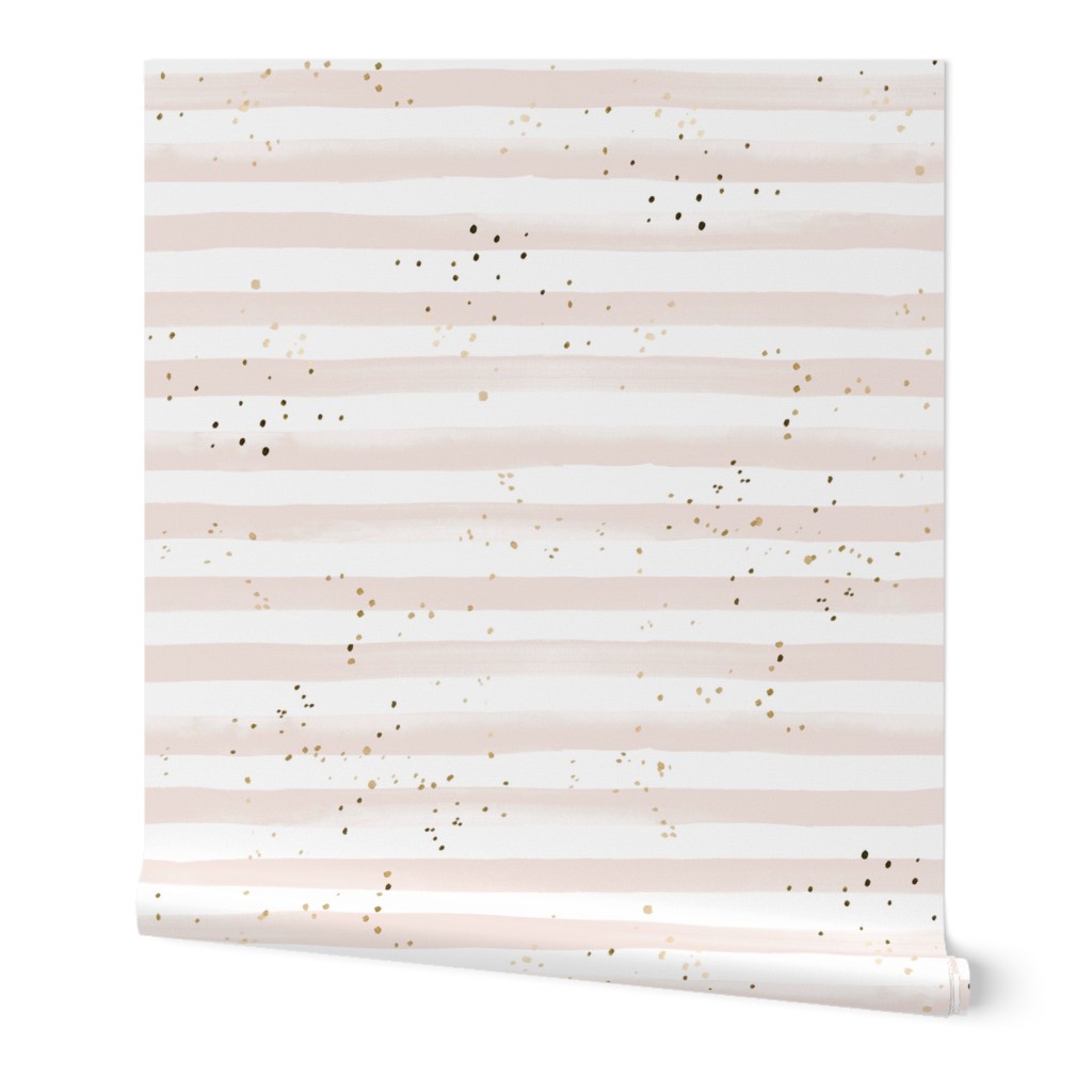 Watercolor Stripe + Gold Dots Blush