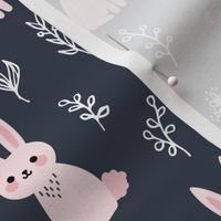 Spring Rabbits - Dark Blue