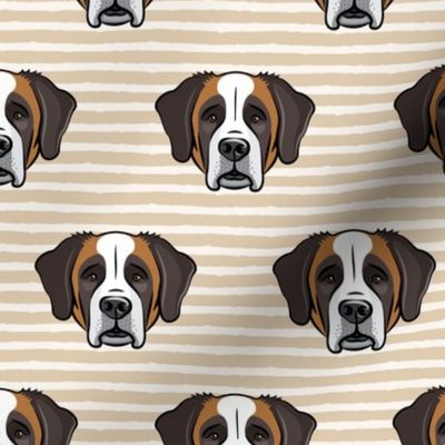 St Bernard - dog fabric on tan stripes