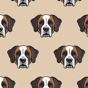 St. Bernard - dog fabric on tan