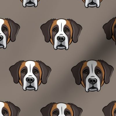 St Bernard - dog fabric on brown