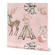 Glitter pink boho- minky child size blanket