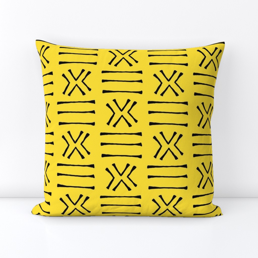 Malian Mud Cloth on Banana Yellow // Large