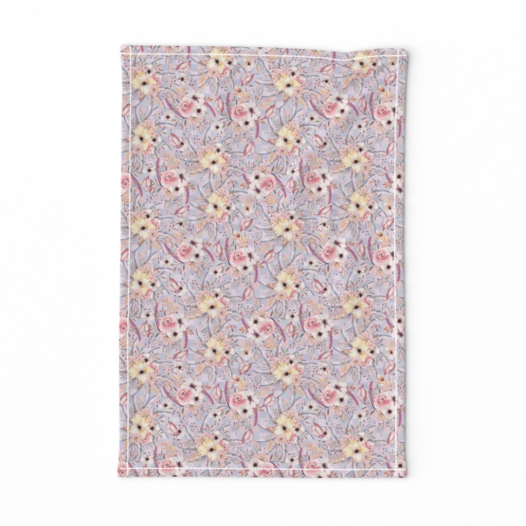 WATERCOLOR FLOWERS ON GINGHAM PEACH BLUE COORDINATE TO SPRING TEEPEE