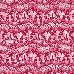 Christmas Lace - Holiday - White Red - Large