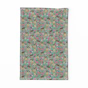 border terrier florals dog breed fabric blue