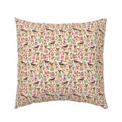 border terrier florals dog breed fabric cream