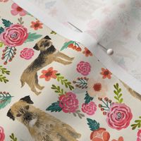 border terrier florals dog breed fabric cream