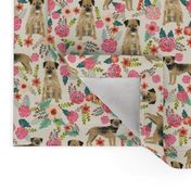 border terrier florals dog breed fabric cream