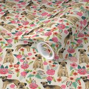 border terrier florals dog breed fabric cream