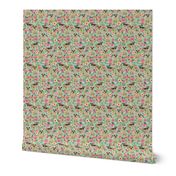 border terrier florals dog breed fabric mint