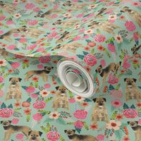 border terrier florals dog breed fabric mint