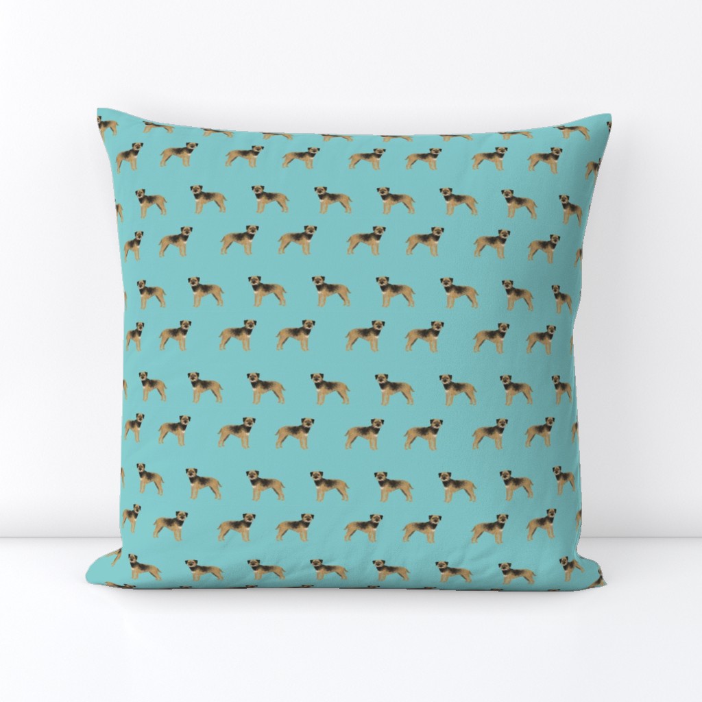 border terrier standing dog breed fabric blue