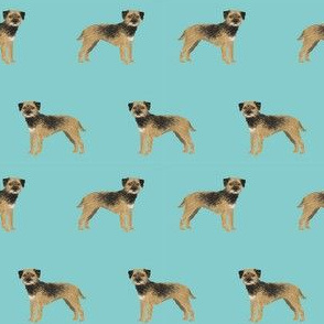 border terrier standing dog breed fabric blue