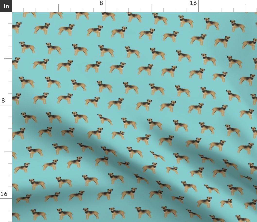 border terrier standing dog breed fabric blue