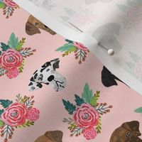 great dane floral fabric - dogs and florals fabric dog head - pink