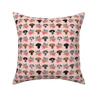 great dane floral fabric - dogs and florals fabric dog head - pink