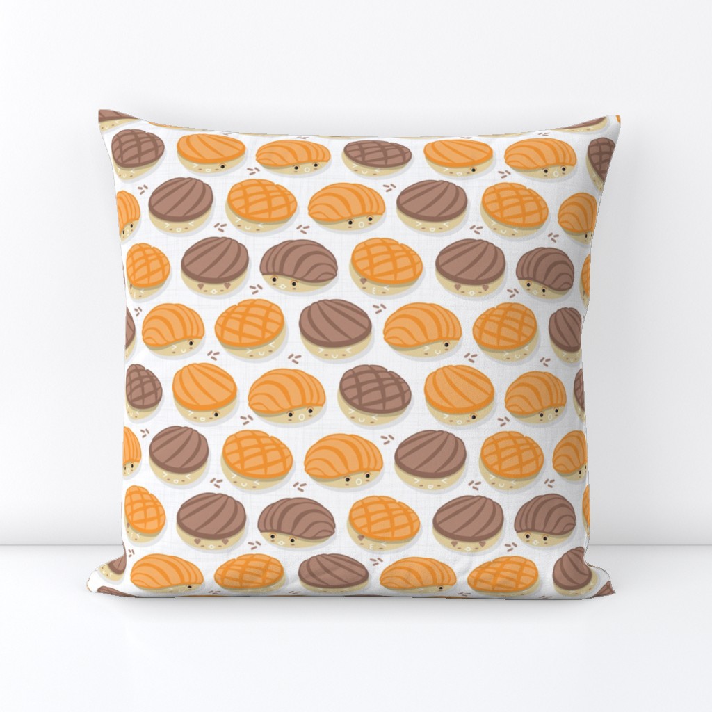 Small scale // Kawaii Mexican conchas // white background orange & brown shells