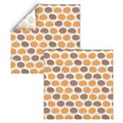 Small scale // Kawaii Mexican conchas // white background orange & brown shells