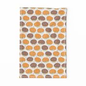 Small scale // Kawaii Mexican conchas // white background orange & brown shells