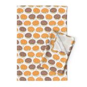 Small scale // Kawaii Mexican conchas // white background orange & brown shells