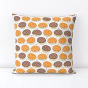 Small scale // Kawaii Mexican conchas // white background orange & brown shells