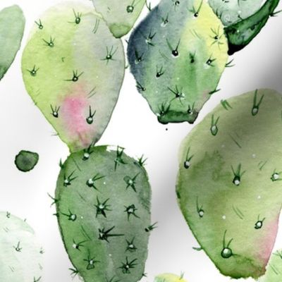 12" Prickly Pear Cactus // White