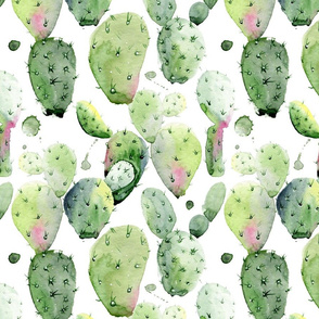 12" Prickly Pear Cactus // White