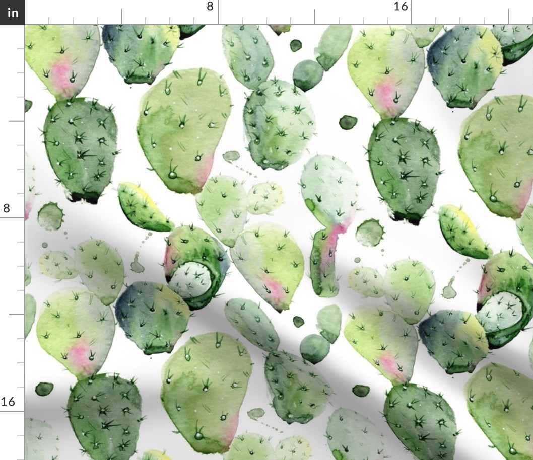 12" Prickly Pear Cactus // White