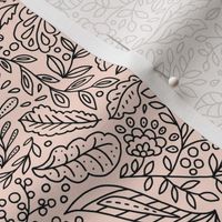 Pink Beige Black Doodles Drawing Line Art