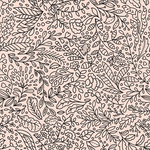 Pink Beige Black Doodles Drawing Line Art