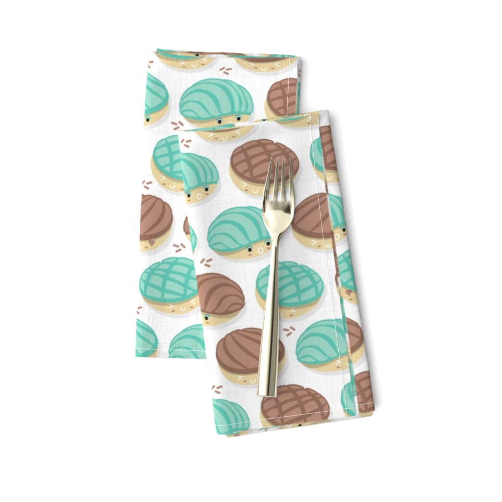 Small scale // Kawaii Mexican conchas // white background pastel green & brown shells